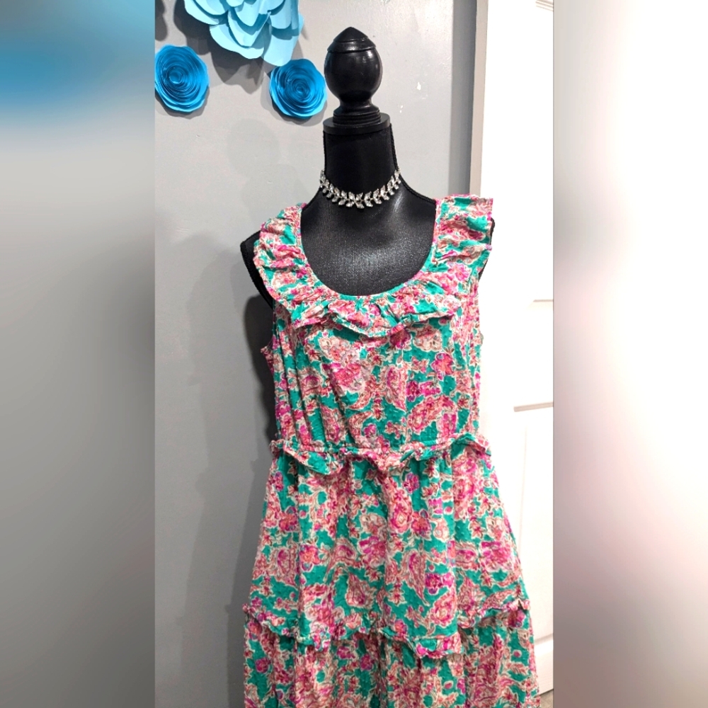 J Crew Floral Ruffle Midi Swiss Dot Dress - Picture 2 of 8